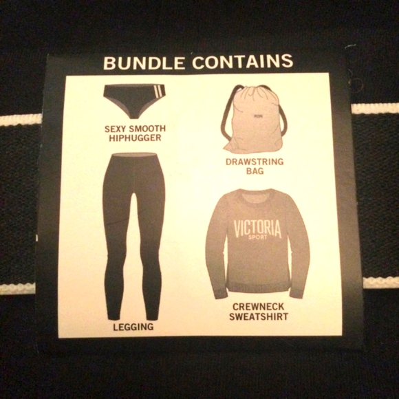 NWT VS Ultimate Sport 4 Pc Special Collection-Sweat Shirt/Leggings & Panty/Bag - Picture 2 of 14